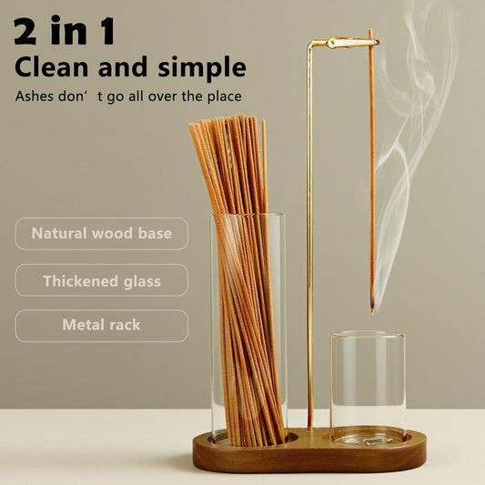 2 in 1 Incense & Candle Holder Natural Wood Base Aromatherapy Diffuser