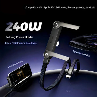 🏆⚡2-in-1 Fast Charging Cable with Adjustable Phone Stand