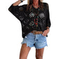 🔥Hot Sale-Women's Boho Crochet Tops V Neck Hollow Out Knit Shirts