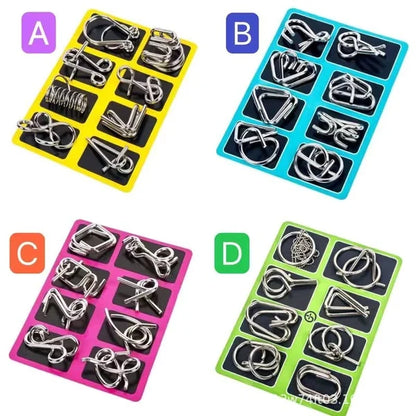 🔥Last Day Promotion 50% OFF🧠🔠Metal Puzzle Ring Eight-Piece Blue Version Brain Teasers