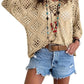 🔥Hot Sale-Womens Bohemian-Inspired Beige Crochet Top with V-Neck