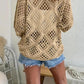 🔥Hot Sale-Womens Bohemian-Inspired Beige Crochet Top with V-Neck