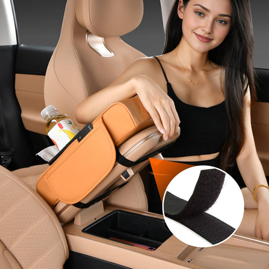 🔥50% OFF🔥Multifunctional Leather Car Armrest Box Mat with Central Elbow Heightening Pad, Storage Box Cup Holder, Car Tissue Box