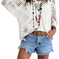 🔥Hot Sale-Womens Bohemian-Inspired Beige Crochet Top with V-Neck
