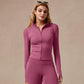 Womens Full Zip Long Sleeved Sports Jacket Slim Fit Quick Dry Stretch Fabric with Thumb Holes for Running Yoga Gym Workout Outfits