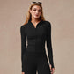 Womens Full Zip Long Sleeved Sports Jacket Slim Fit Quick Dry Stretch Fabric with Thumb Holes for Running Yoga Gym Workout Outfits