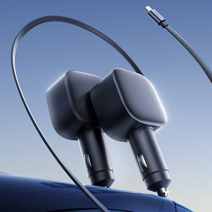 🚗 Compact Retractable Car Charger – Tangle-Free Cable, Dual USB Fast Charging for Phones in Car 🔌