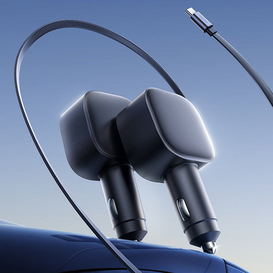 🚗 Compact Retractable Car Charger – Tangle-Free Cable, Dual USB Fast Charging for Phones in Car 🔌