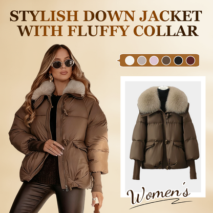🔥Free Shipping✈️Women’s Stylish Short Down Jacket With Fluffy Collar