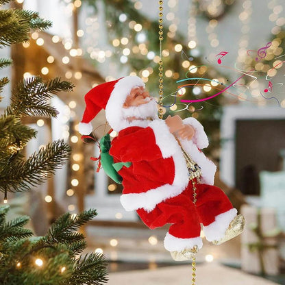 🎄Electric Fireplace Climbing Santa Claus Musical Toys