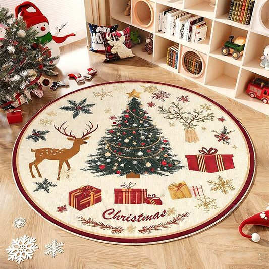 🎄Festive Non-Slip Round Christmas Tree Rug✨
