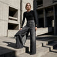 Asymmetrical Wrap Denim Skirt Pants