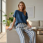 Striped Resort Style Two-Piece Lounge Set for Women