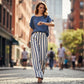 Striped Resort Style Two-Piece Lounge Set for Women