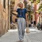Striped Resort Style Two-Piece Lounge Set for Women