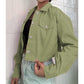 Women's Solid Cropped Button-Down Jacket