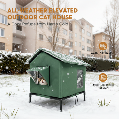 😻2026 New Upgrade ＆ Hot Sale🔥All-Weather Elevated Outdoor Cat House – Waterproof, Insulated, Foldable 🌧️