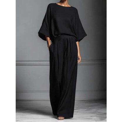 🌸 50% OFF NOW! 🌸Women's Two-Piece Loose Fit Top and Wide-Leg Pants Set