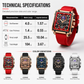 Men's Square Quartz Watch with Silicone Strap Hollow Dial and Calendar Business Casual Wristwatch