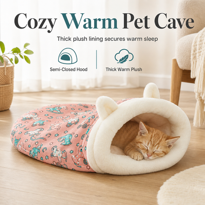 🐾 LIMITED-TIME 50% OFF! 🛏️ Semi Enclosed Warm Pet Sleeping Bag Bed – Windproof, Plush, Cozy 🌨️