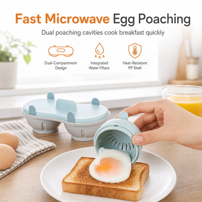 ✨New Arrival✨Double Compartment Microwave Egg Steamer Box Kitchen Egg Cooking Mold