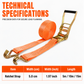Heavy Duty Ratchet Tie Down Strap Cargo Lashing Strap with Tensioner and Double Hooks for Car and Truck Luggage Securing