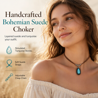 ⏳Limited-time 50% off💥Vintage Bohemian Style Suede Layering Necklace for Women with Dragonfly or Waterdrop Pendant